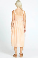 Lydia Midi Dress - Peach Stripe