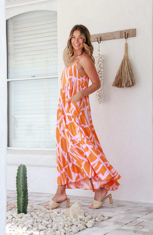 Alexa Dress - Pink/Orange