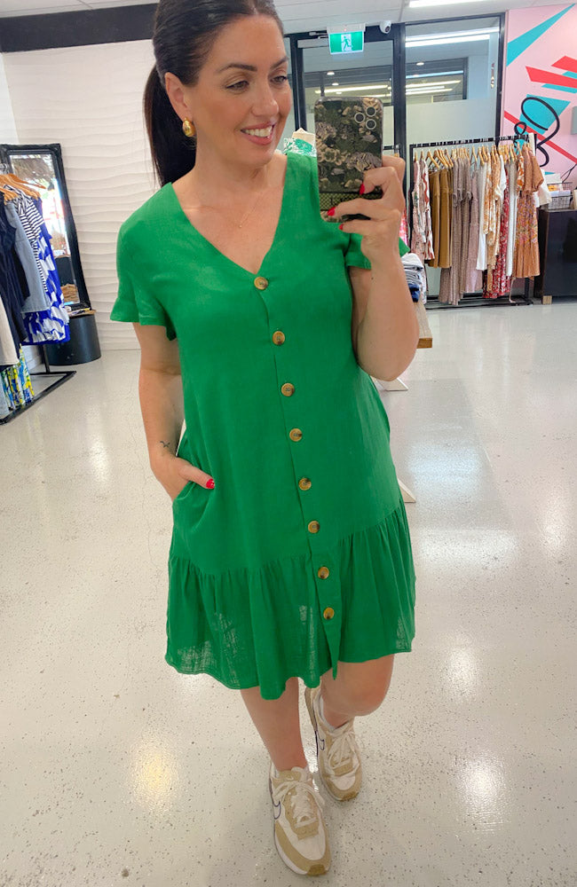 Charlie Drop Hem Dress - Emerald