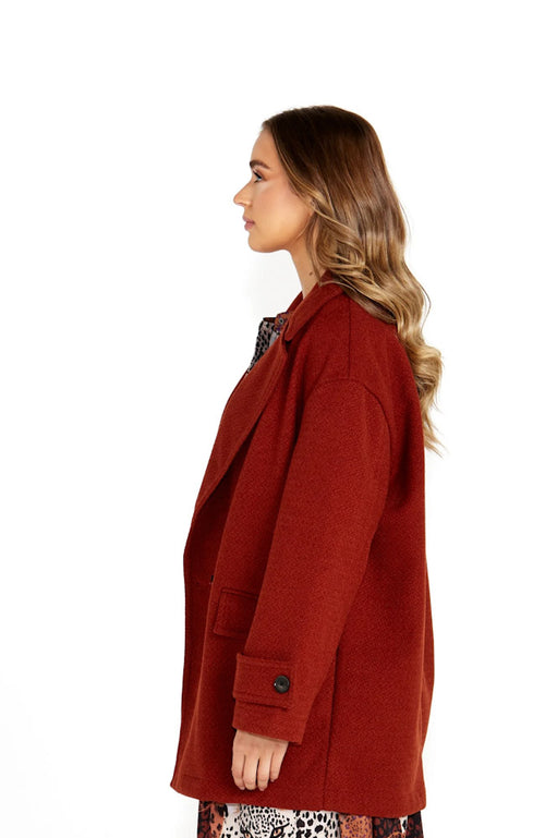 Astra Boyfriend Coat - Brick