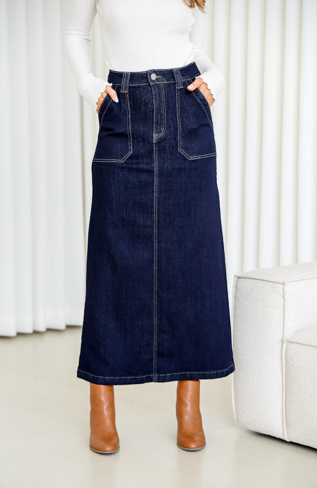 Mandie Denim Skirt - Dark Denim