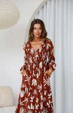 Phoenix Dress - Rust/White