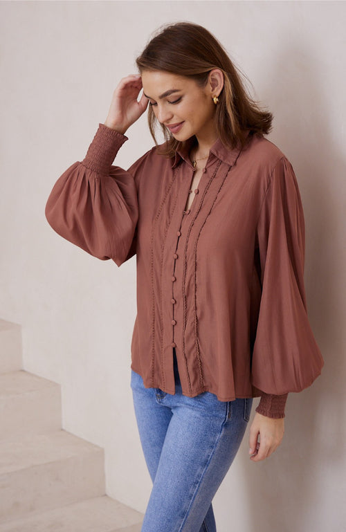 Simone Blouse - Chocolate