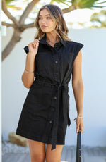 Leyla Denim Dress - Black