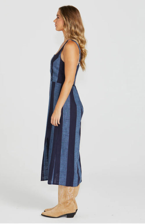 Cailee Midi Dress - Navy Stripe