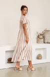 Bronte Midi Dress - Mocha/White Stripe