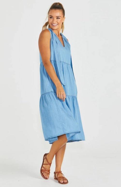 Seville Tiered Dress - Chambray