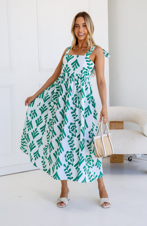 Sheridan Dress - Jade/White