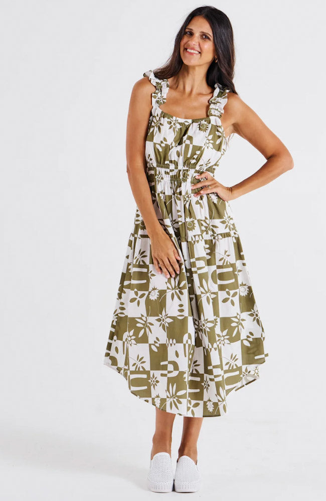 Tiered Maxi Frill Dress - Geo floral