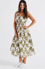 Tiered Maxi Frill Dress - Geo floral