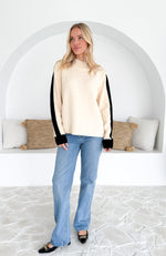Sabrina Contrast Knit - Cream/Black