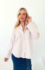 Alisha Shirt - Tan/White