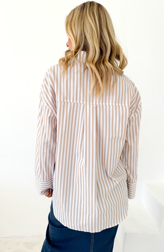 Alisha Shirt - Tan/White