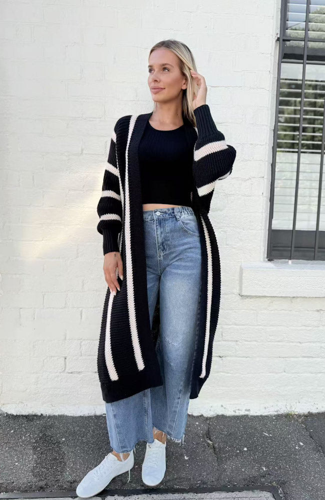 Selena Chunky Cardi - Black/White