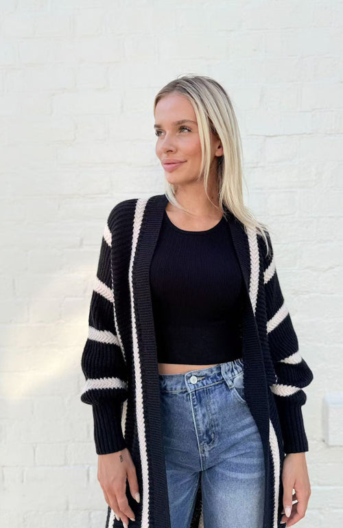 Selena Chunky Cardi - Black/White