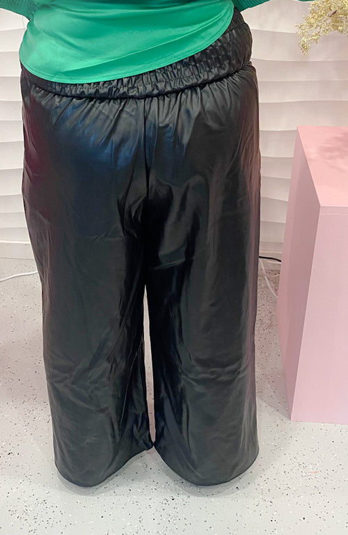Fay Faux Leather Pants - Black